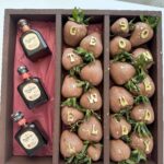 Gift box for him with mini tequila & chocolate-covered strawberries. Perfect for celebrations, birthdays, or just because!